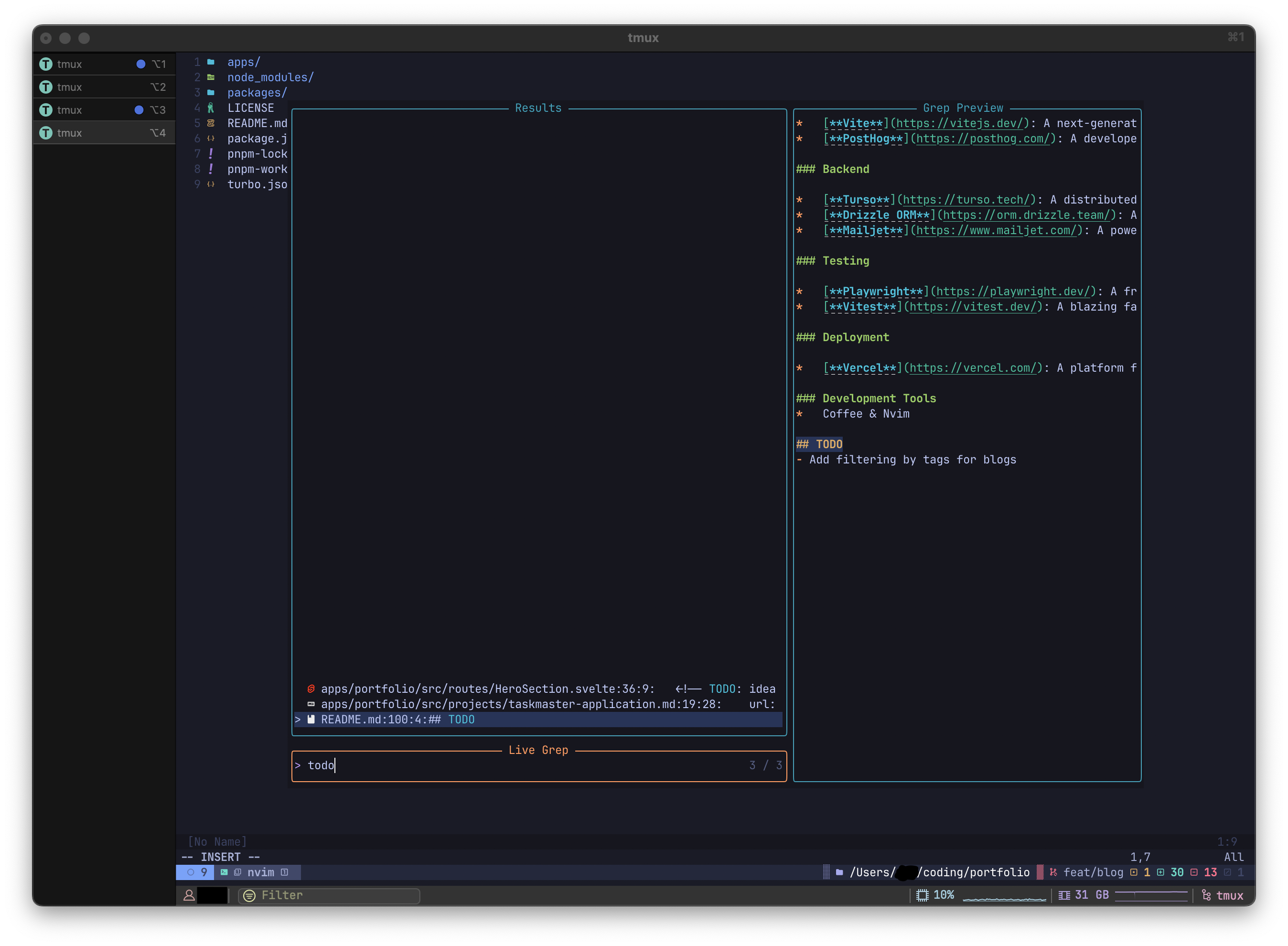 Neovim Live Grep
